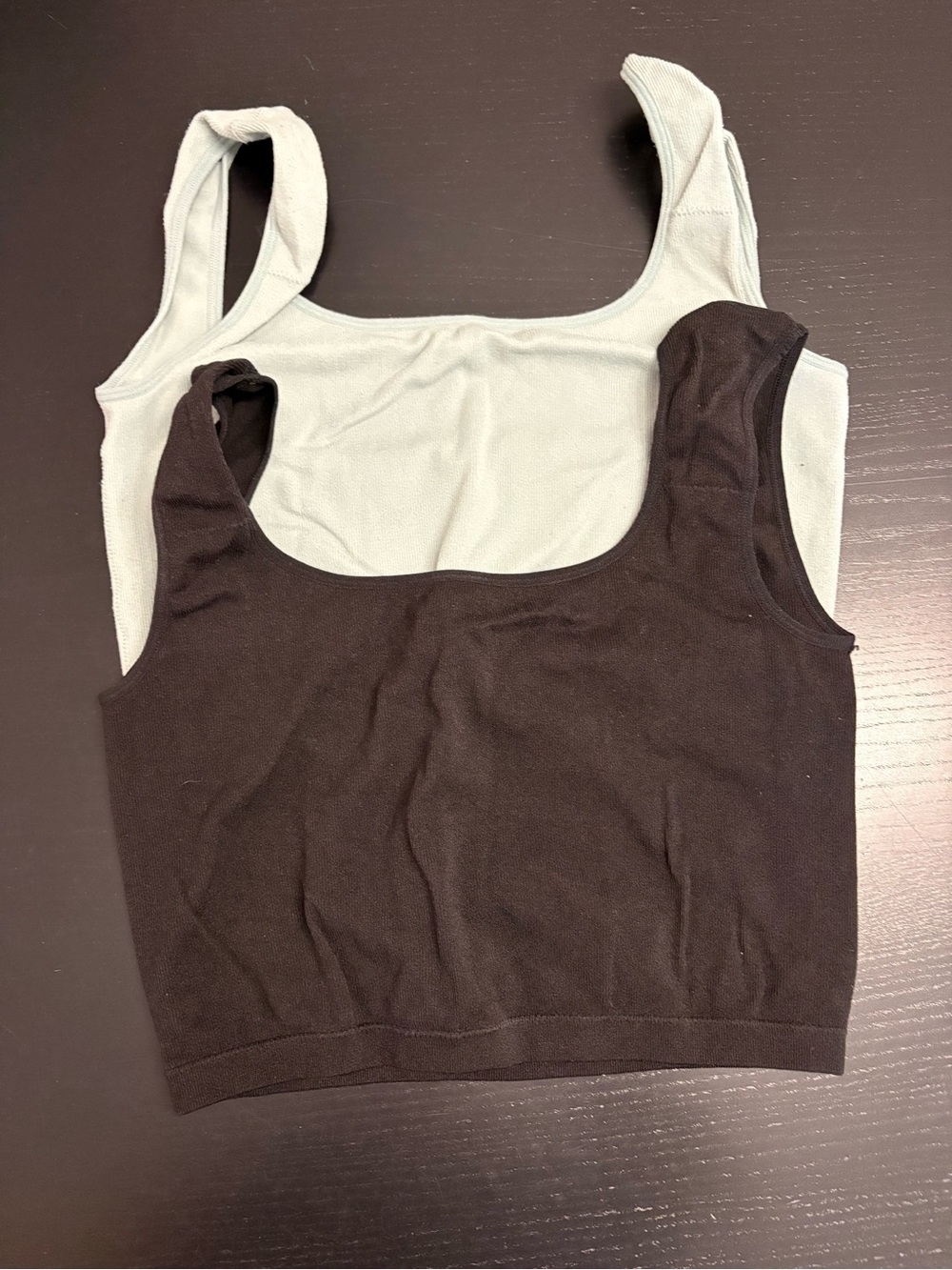 Ardene Basic L/XL Scoop Neck Crop Tank - Black & Light Green